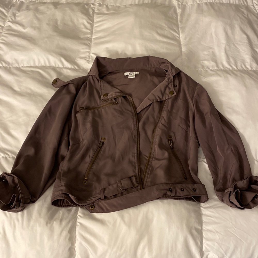 Gray bar III Polyester Moto Jacket